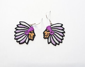 Indian Man Head FSL earrings / Embroidery Design / Earrings DIY