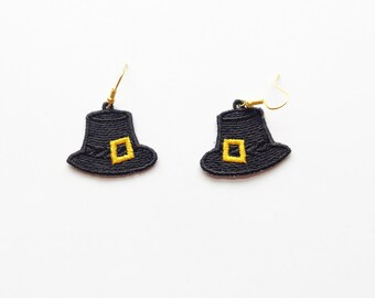 Pilgrim Hat FSL Earrings /Embroidery design / Jewelry ITH / Earrings DIY