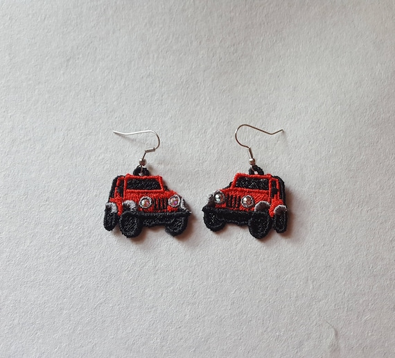 Car earrings FSL embroidery design / Machine embroidery / Cars / Jewelry in the hoop / Jewelry DIY