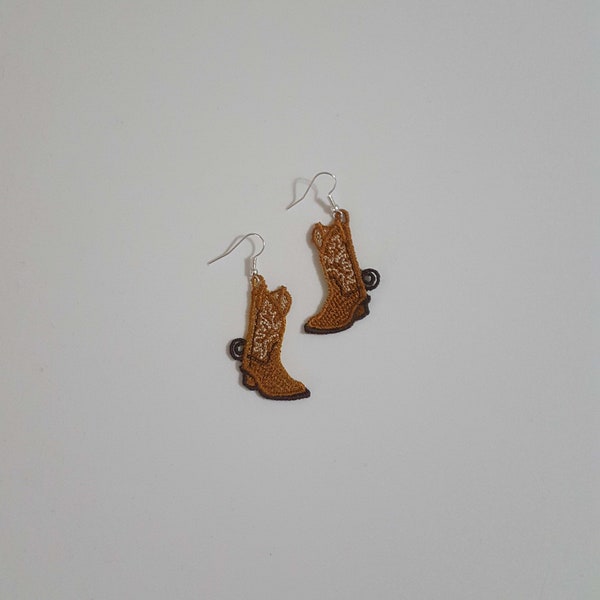Cowboy Boots FSL earrings / embroidery design / jewelry DIY / in the hoop