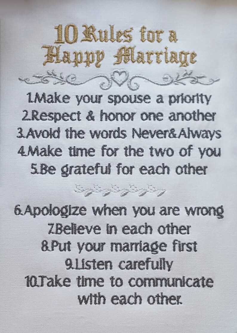rules of successfull marriage embroidery design