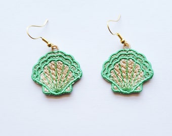 Scallop Shell FSL earrings / Embroidery Design / Earrings DIY