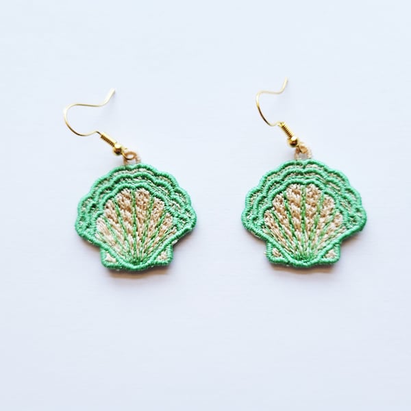 Scallop Shell FSL earrings / Embroidery Design / Earrings DIY