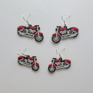 Motorcycle FSL earrings / Embroidery Design / Jewelry DIY / Earrings ITH / biker&#39;s earrings
