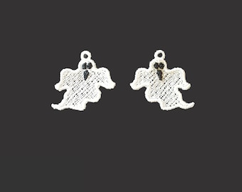 Pendientes fantasma Diseño de bordado FSL / Joyería en el aro / Joyería hazlo tú mismo / Diseño de bordado / encaje independiente / DIY /