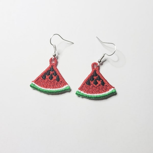 Watermelon Slice FSL earrings / Embroidery design / Jewelry ITH / Earrings DIY