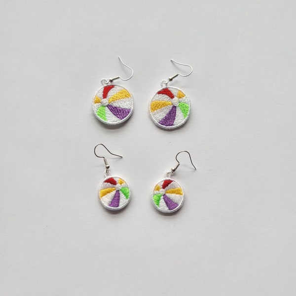 Beach Ball FSL Earrings / Embroidery design / Jewelry DIY