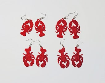 Lobster FSL earrings / Embroidery Design / Earrings DIY / jewelry in the hoop
