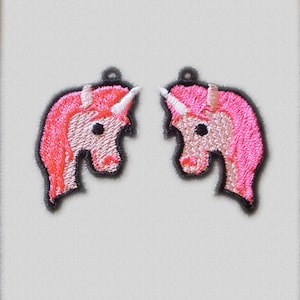 Unicorn earrings embroidery design / Machine embroidery design/ FSL embroidery design / in the hoop / DIY jewelrey