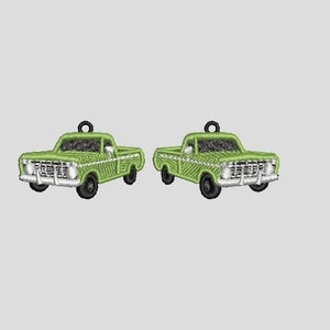 Truck 2 earrings FSL embroidery design / Free standing lace / Earrings In the hoop / Jewelry DIY