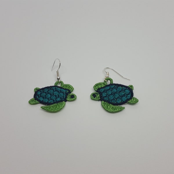 Turtle earrings / FSL / Embroidery Design / Jewelry in the hoop / DIY