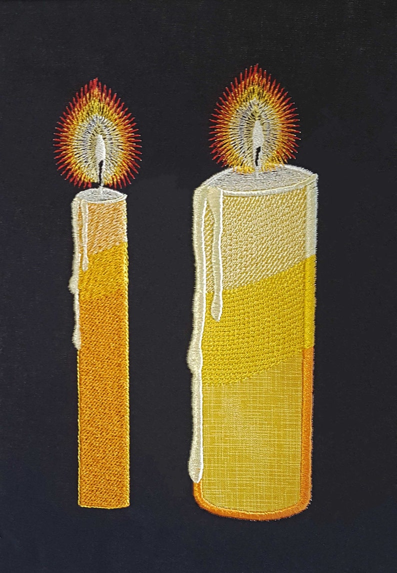 Candle Applique and Narrow Candle Embroidery Designs / Candles Etsy