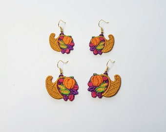 Cornucopia FSL earrings / Embroidery Design / Earrings DIY