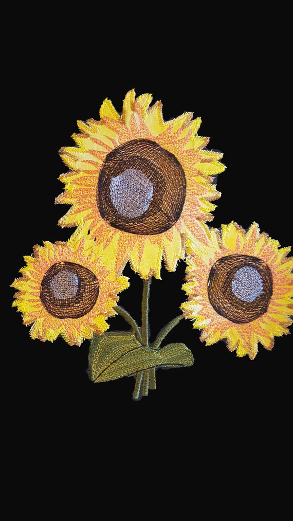 Sunflower mini Machine embroidery Sunflower design Flower applique Sunflower applique embroidery