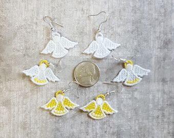 Pendiente de ángel FSL / Diseño de bordado / Joyería DIY / Pendientes en aro