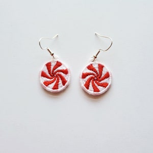 Pendientes FSL de dulces navideños / Diseño de bordado / Pendientes DIY / Pendientes FSL