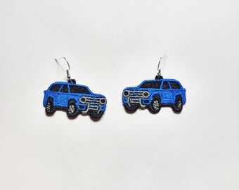 Blue car No10 FSL Earrings / Embroidery design / Machine embroidery / Earrings DIY