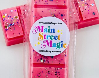 Main Street Magic | Theme Park Inspired | Strawberry Cotton Candy | Scented Soy Wax Melts | Snap Bars & Shot Cups | Disney Lover Gift