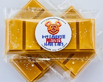 Warm Salty Pretzel Soy Wax Melts: Disney Snack Inspired Snap Bar for Warmer | Disney Lover Gift Under 10
