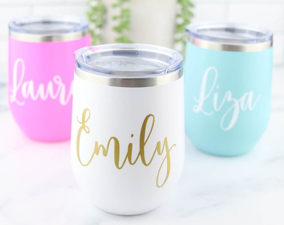 Personalized Wine Tumbler - 12 oz Wine Cup - Polar Camel Brand - Bridesmaid Best Friend Gift, Wedding Party Favor, Gift for Wine Lover