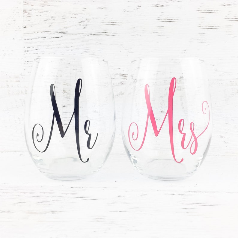 Personalized Wine Glasses, Bridal Party Wine Glasses, Bridesmaid Gifts, Personalized Stemless Wine Glasses 1 Word/Name on Single 1 Glass image 6