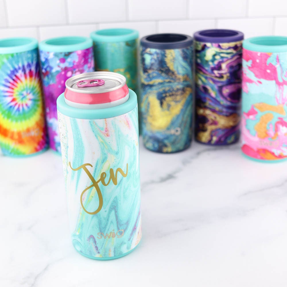 12oz Swig Skinny Can Cooler-Pink Lemonade, Insulated Drinkware/Ice Trays