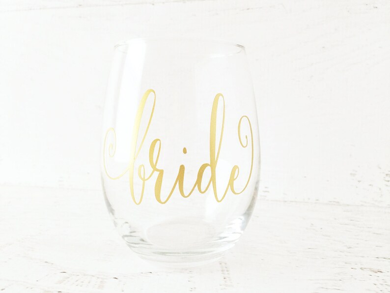 Personalized Wine Glasses, Bridal Party Wine Glasses, Bridesmaid Gifts, Personalized Stemless Wine Glasses 1 Word/Name on Single 1 Glass image 7