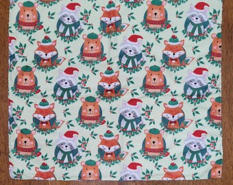 Holiday Woodland Creatures Kitten Mat