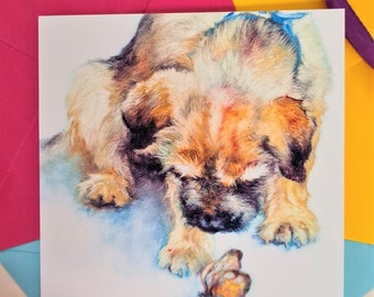 Border Terrier Greeting Card - Terrier Birthday Card-  Friendship Card- Border Terrier Valentine Card-- Love Terrier Card