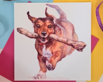 Dachshund Greeting Card-Dachshund Birthday Card- Love Dachshund Gift-Dog Card- Dog Walking Card