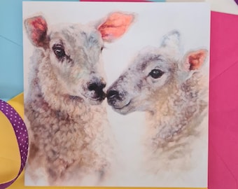 Sheep Birthday Card - Sheep Anniversary Card- Sheep Valentine Card- Sheep Anniversary Card- Love Animals Card