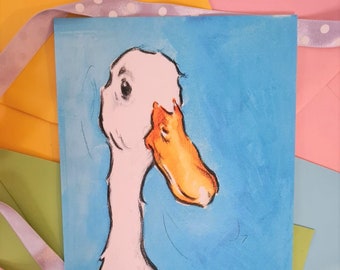 Duck Birthday Card- Bird Anniversary Card-  Runner Duck Gift