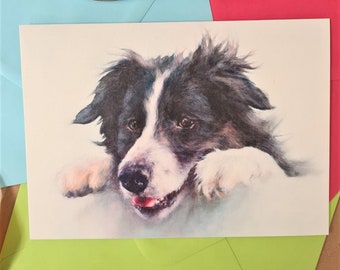 Collie Dog Greeting Card - Personalised Dog Birthday Card - Thank You Card - Dog Fathers Day Card- Barnyard Dog Card