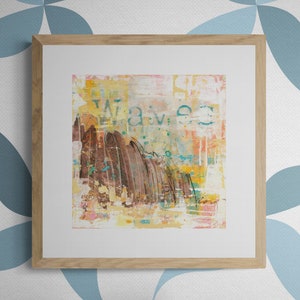 Modern Surf Print- Vintage Style Surf Art- Surf Board Print- Mixed Media Art