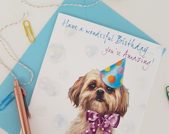 Shih Tzu Birthday Card- Personalised Card -Shih Tzu Card-Dog Card for her