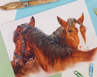 Horse Card - Personalised Animal Birthday Card- Animal Anniversary Card- Horse Blank Art Card- Friendship Card