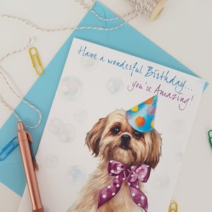 Shih Tzu Birthday Card- Personalised Card -Shih Tzu Card-Dog Card for her