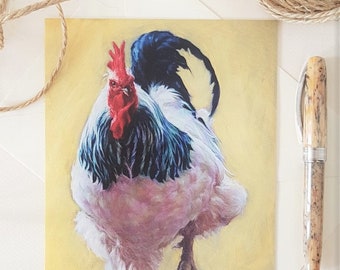 Chicken Card- Personalised Cockerel Fathers Card-Hen Bird Birthday Card- Farmyard Greeting Card