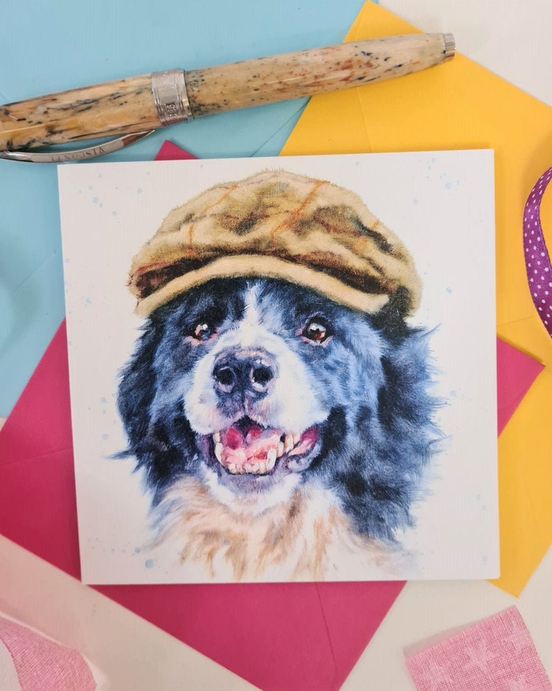 Collie Fathers Day Card Collie Birthday Card Sheepdog Art Card Collie Card for Him image 1