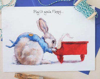 Rabbit Birthday Card- Personalised Card- Animal Card for Her & Him- Card for Child- Congratulations Card