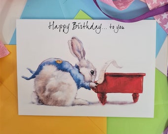 Rabbit Birthday Card- Personalised Rabbit Card for Her & Him- Child's Birthday Card- Baby's Birthday Card