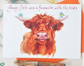 Highland Cow Card- Personalised Card- Card for Him- Boyfriend Card- Father's Day Card- Farmyard Card -Love Scotland Card