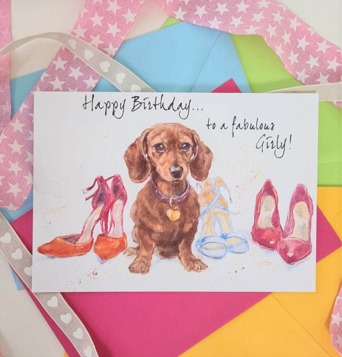 Wiener Dog Birthday Card Dachshund Bday Card Doxie Gift Hot Diggity