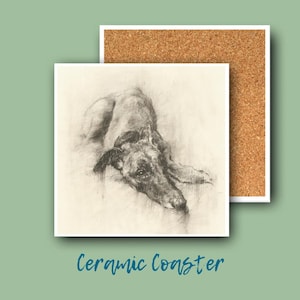 Greyhoun, sighthound, Whippet Ceramic Coaster- Greyhound Gift- Dog Ceramic Kitchen Ware