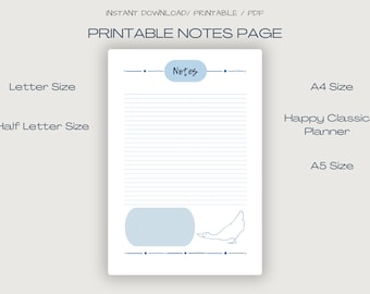 Printable Notes Pages- Printable Reminder List - Duck Stationery