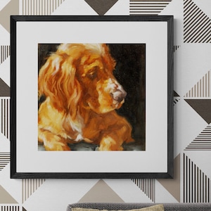 Golden Spaniel Puppy Print- Dog Portrait- Spaniel Oil Painting