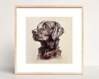 Black Labrador Art Print: Traditional Dog Portrait