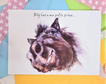 Funny Pony Card- Personalised Pet Birthday Card and Notelet- Horse Card for her- Fun Horse Card