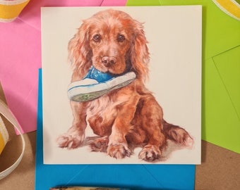 Wishful Thinking - Spaniel Greeting Card - Spaniel Birthday Card - Fathers Day Card - Dog Walking Card