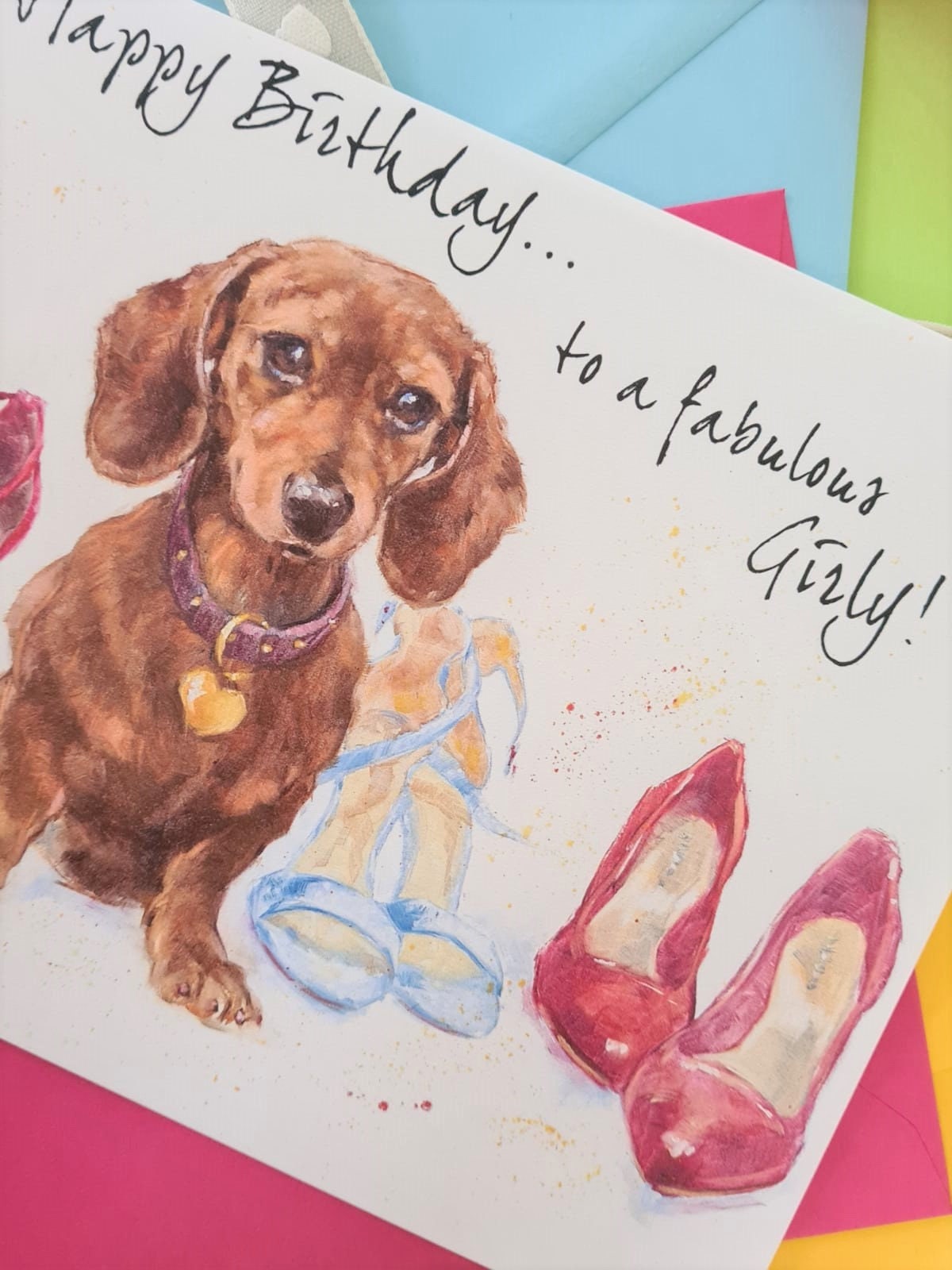 Wiener Dog Birthday Card Dachshund B-day Card Doxie Gift Hot Diggity ...